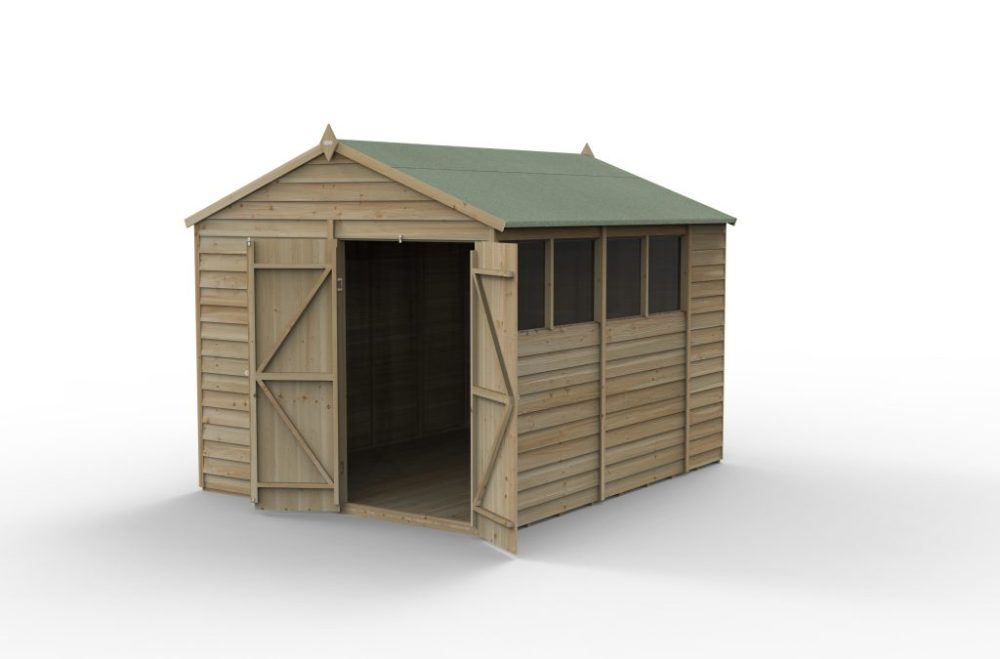 Forest 10 x 8 4Life Overlap Apex Garden Shed, Double Door - Image 2