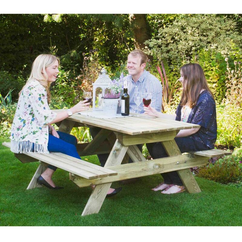 Wooden Traditional Rectangular Picnic Table Garden Seating