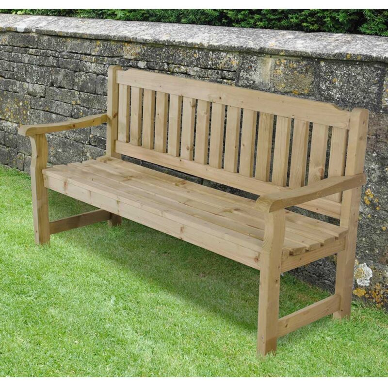 Wooden Rosedene 5ft (1.5m) Traditional Sturdy Garden Bench - Pressure Treated