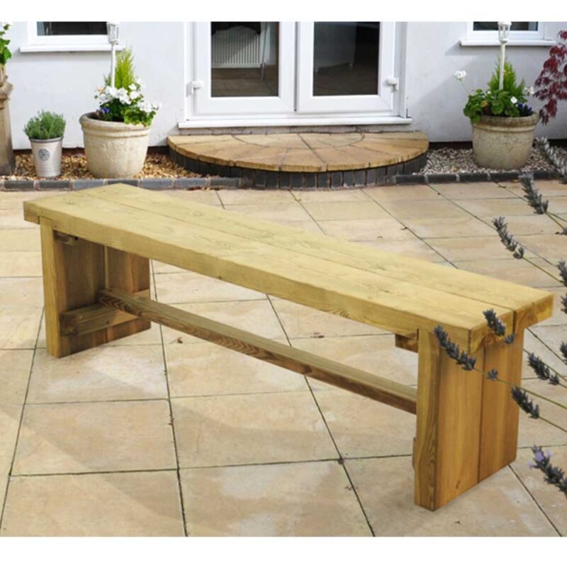 Forest Wooden 1.2m Double Sleeper Bench - Solid Garden Outdoor Seating