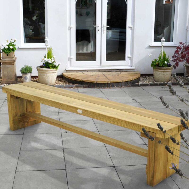 1.8m (6ft) Wooden Double Sleeper Garden Bench - Sturdy Outdoor Seating