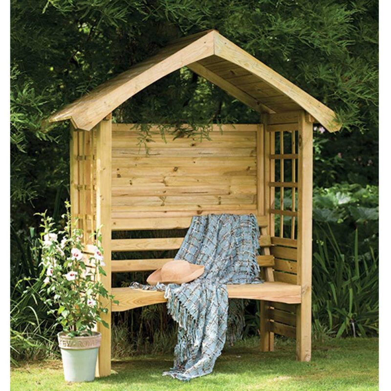 Cadiz Timber Roof Trellis Sided Solid Garden Arbour