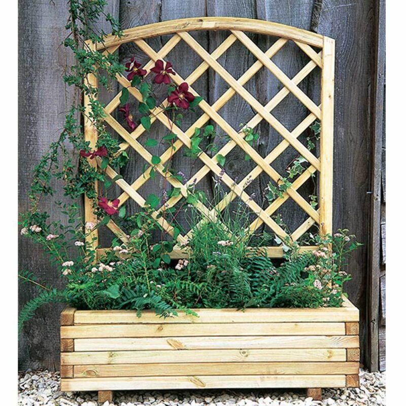 Toulouse Climbing Trellis Support Trough Planter Garden, Patio, Wooden Growing Bed