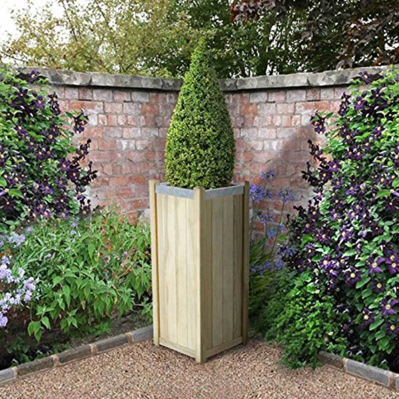 Slender Planter Tall Garden, Patio, Wooden Topiary Plant Pots 100(h) x 40x41