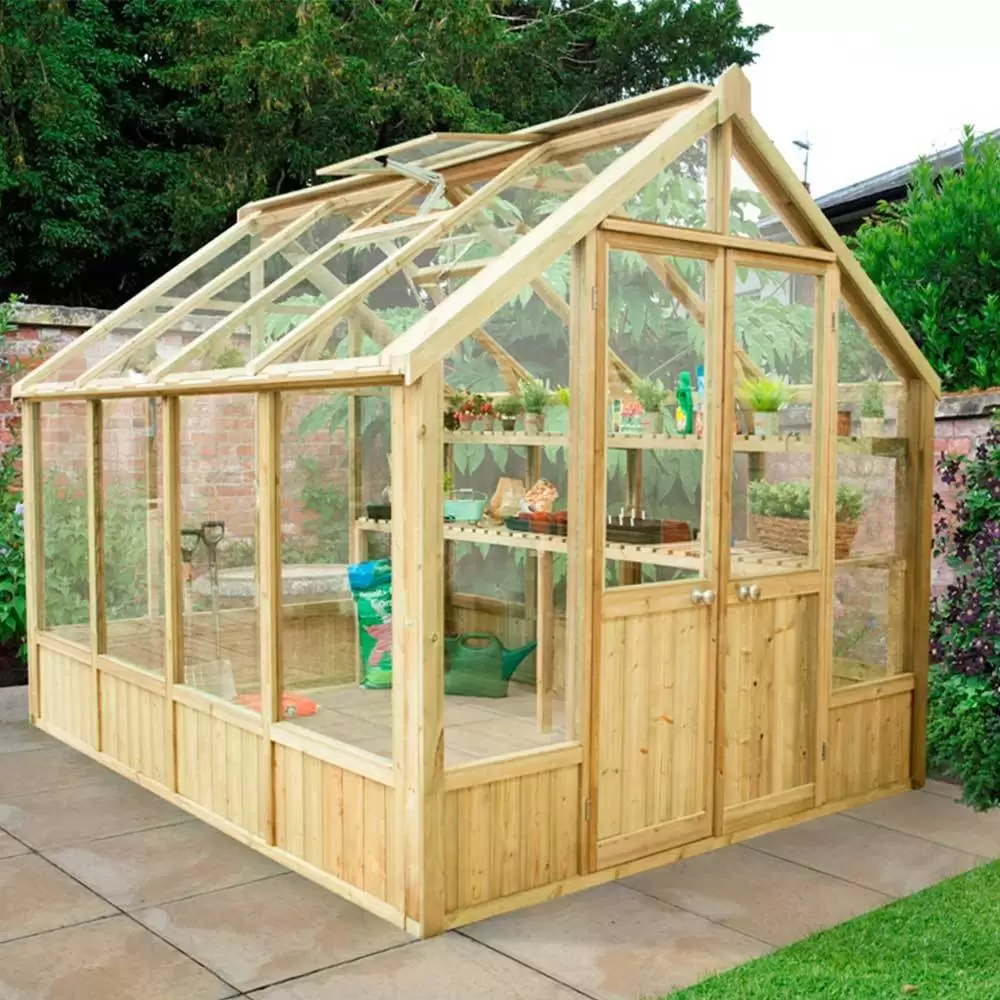 Vale Traditional Large Spacious 10x8 Toughened Glass Greenhouse Double Door...