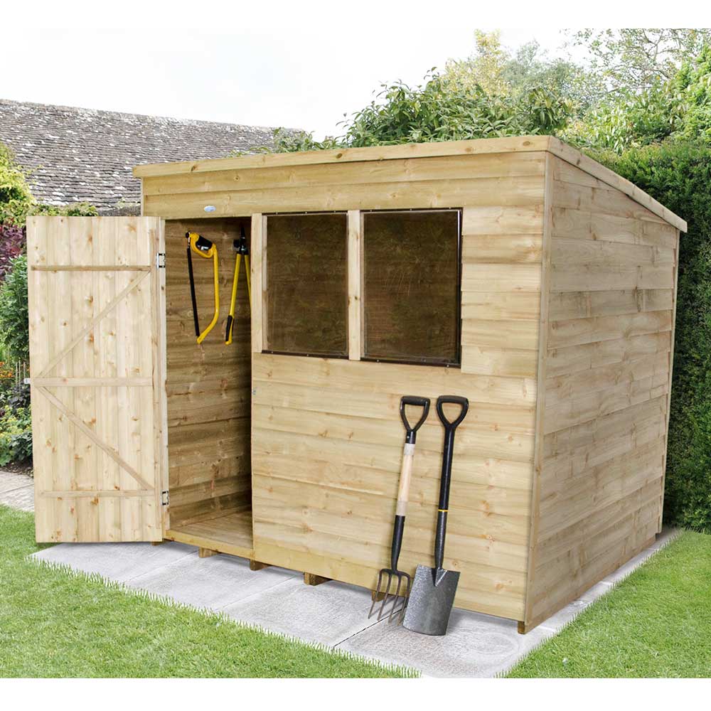 8 x 6 Wooden Pent Overlap Pressure Treated Garden Shed 