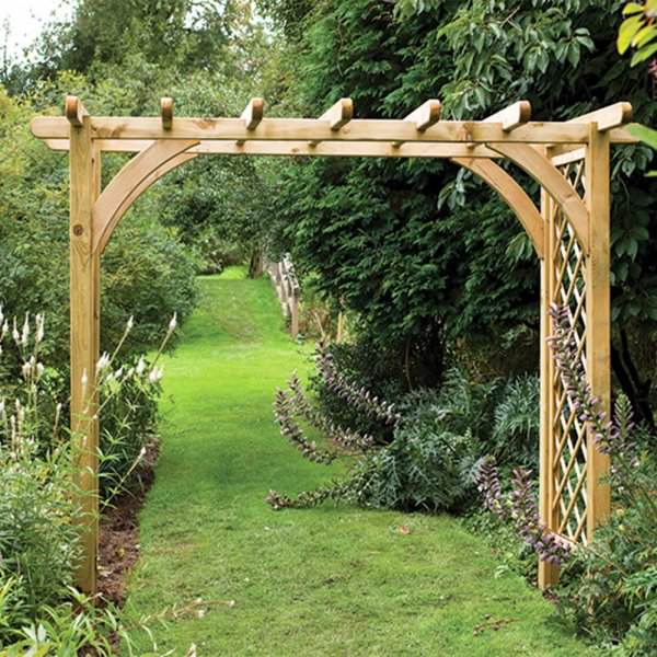 Ultima Wooden Pressure Treated Garden Pergola Arch - Sturdy Lattice ...