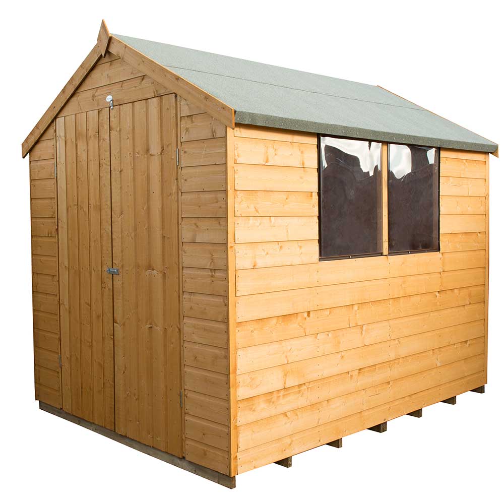 8x6 Wooden Apex Shiplap Dip Treated Double Door Garden Shed 2