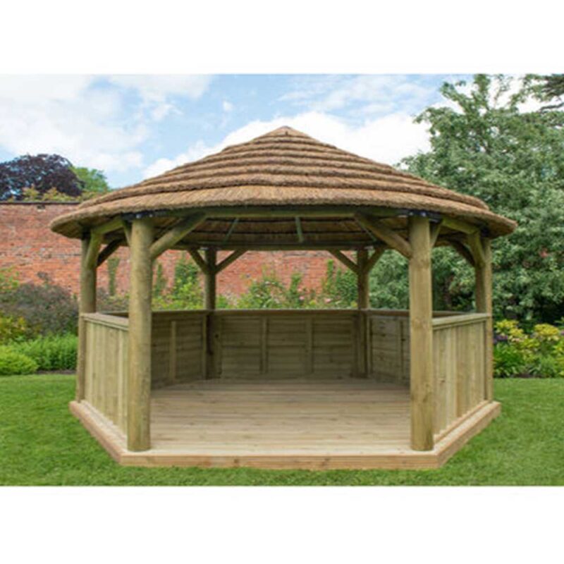 4.7m Hexagonal Gazebo with Country Thatch Roof