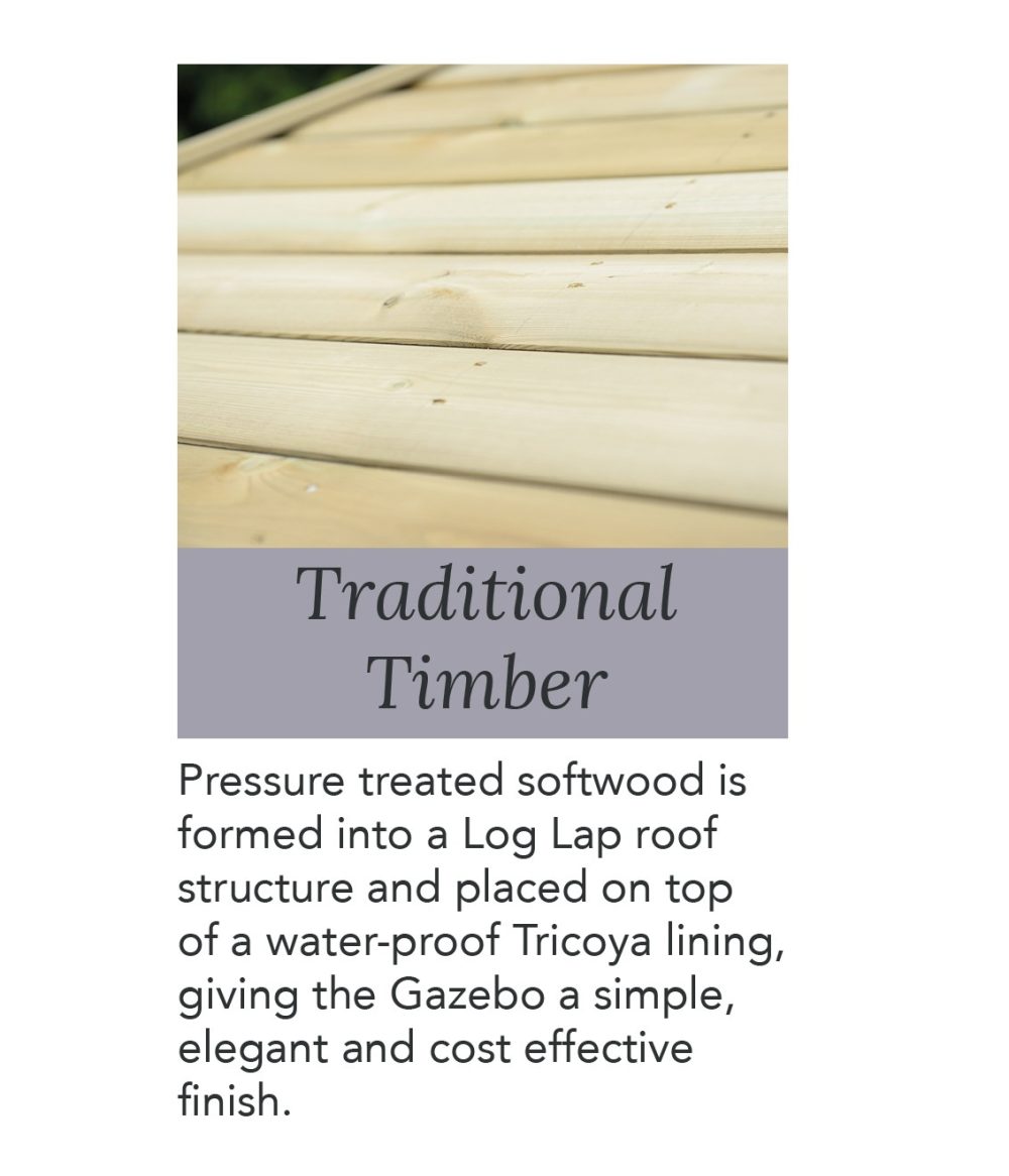 4.7m Wooden Hexagonal Gazebo with Traditional Timber Roof - Image 4