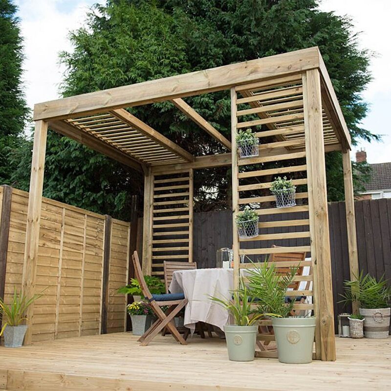 Dining Pergola with Moveble Panels Garden Structure Outdoor Frame