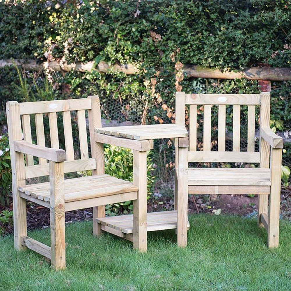 Wooden Traditional Harvington Garden Love Seat Central Table