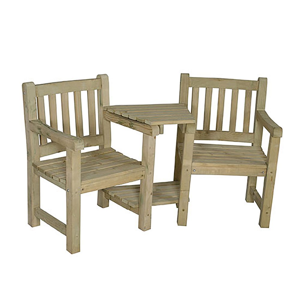 Wooden Traditional Harvington Garden Love Seat Central Table - Image 2