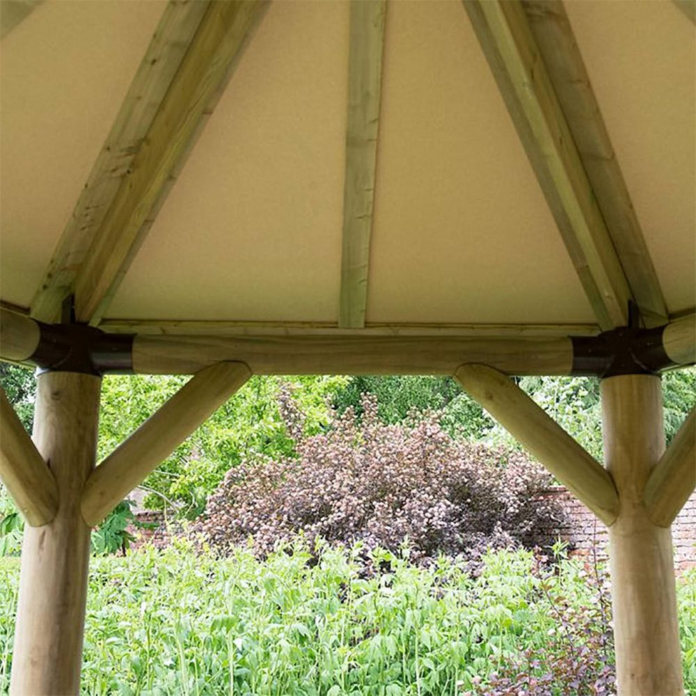 3.6m Hexagonal Wooden Pressure Treated Garden Gazebo with Traditional Timber Roof - Image 3
