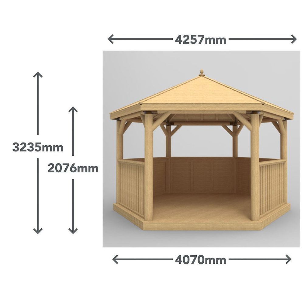 4.0m Wooden Hexagonal Garden Gazebo with Traditional Timber Roof - Image 10