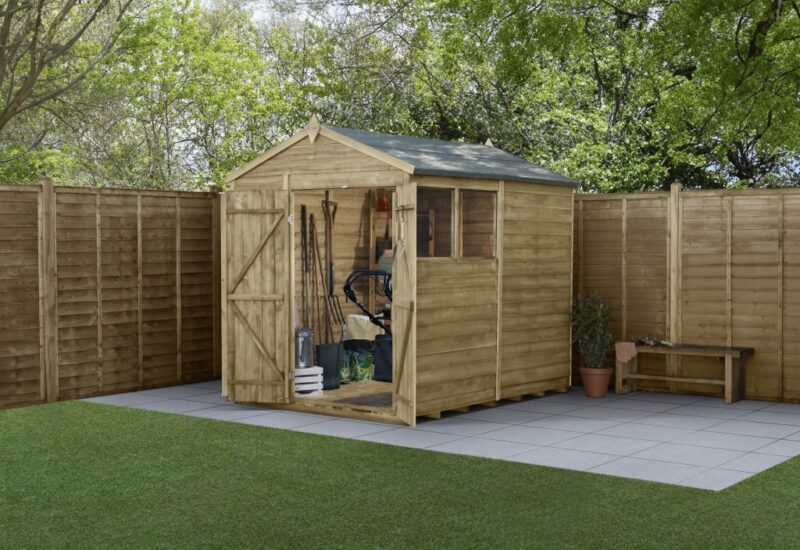 Forest 8 x 6 4Life Overlap Apex Garden Shed, Double Door