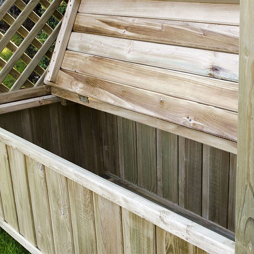 Lyon Pressure Treated Arbour with Storage Box Seat & Lattice Sides - Image 4