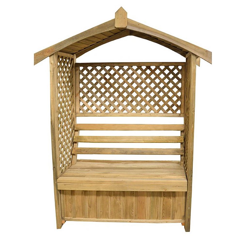Lyon Pressure Treated Arbour with Storage Box Seat & Lattice Sides - Image 3
