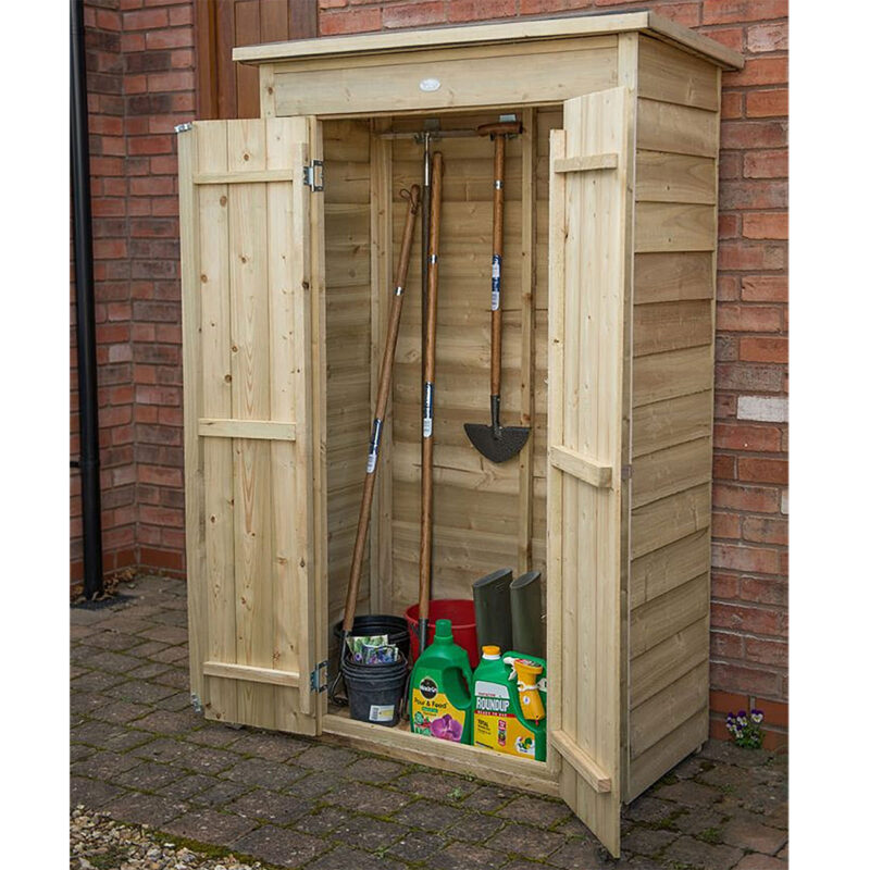 Wooden Pressure Treated Pent Tall Garden, Patio Store, Shed Double Door