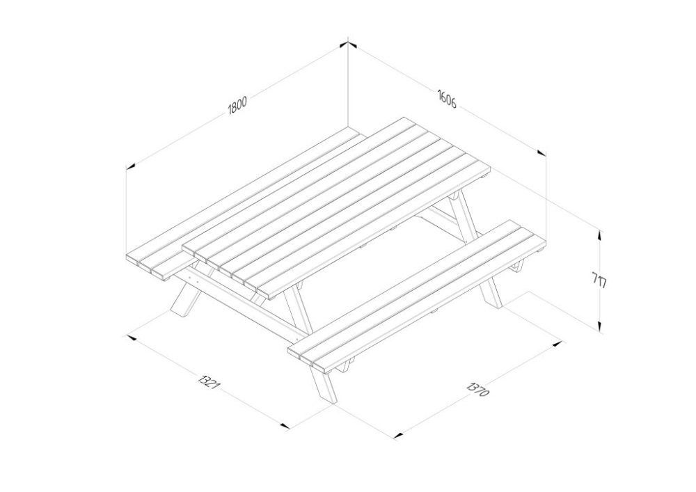 Traditional Design Large Rectangular Picnic Table/Bench Natural Timber - Image 8