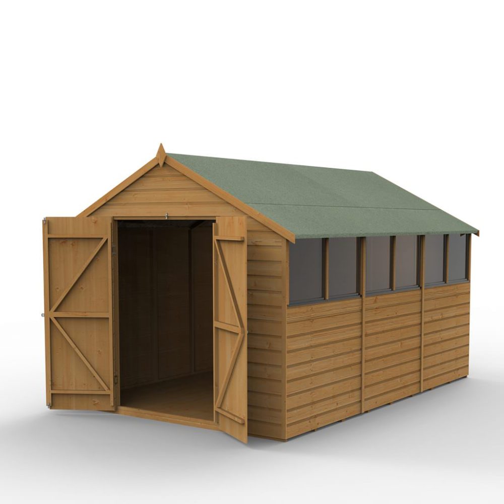 Shiplap Dip Treated 8 x 12 Apex Shed - Double Door