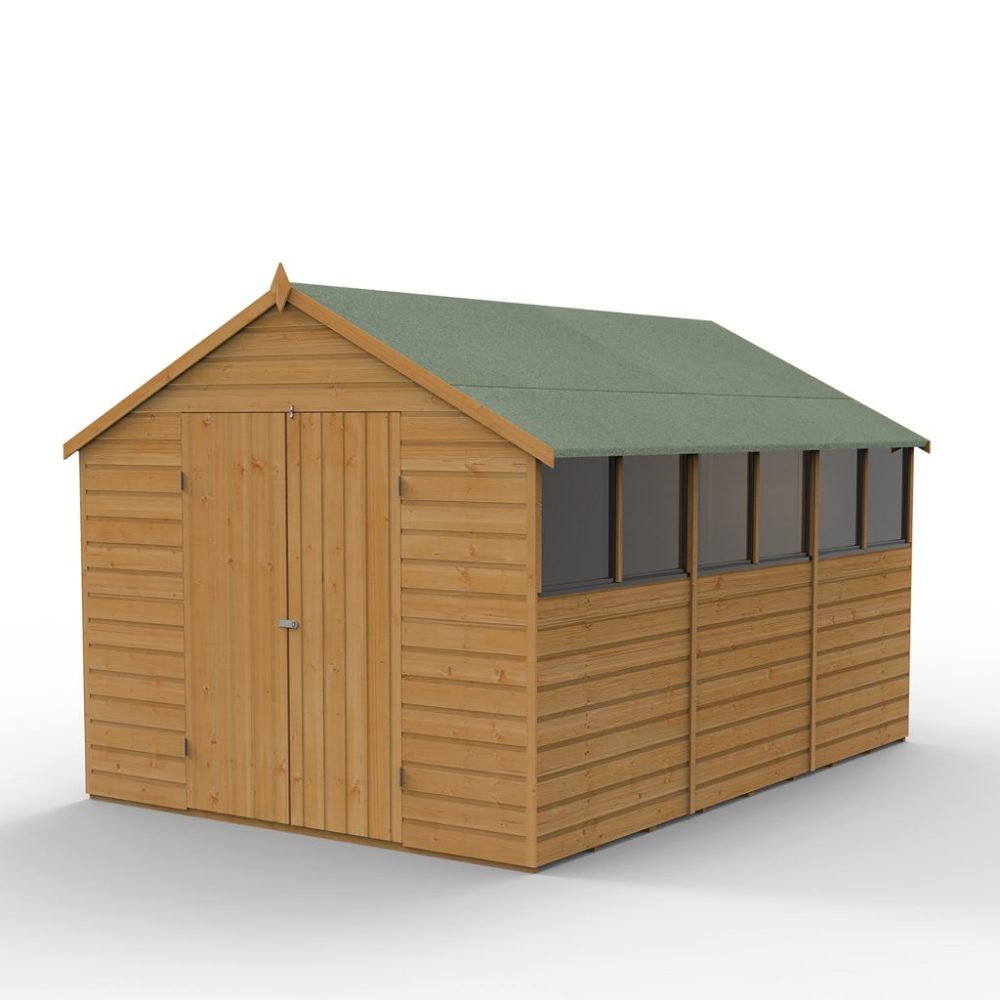 Shiplap Dip Treated 8 x 12 Apex Shed - Double Door - Image 2
