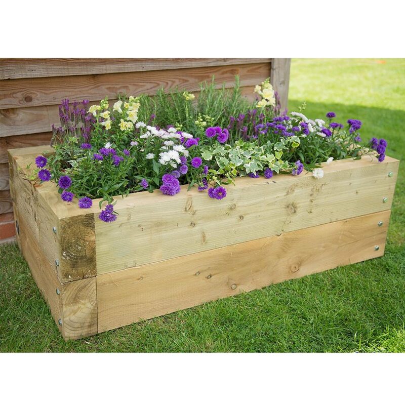Raised Sleeper Rectangular Garden Bed Planter