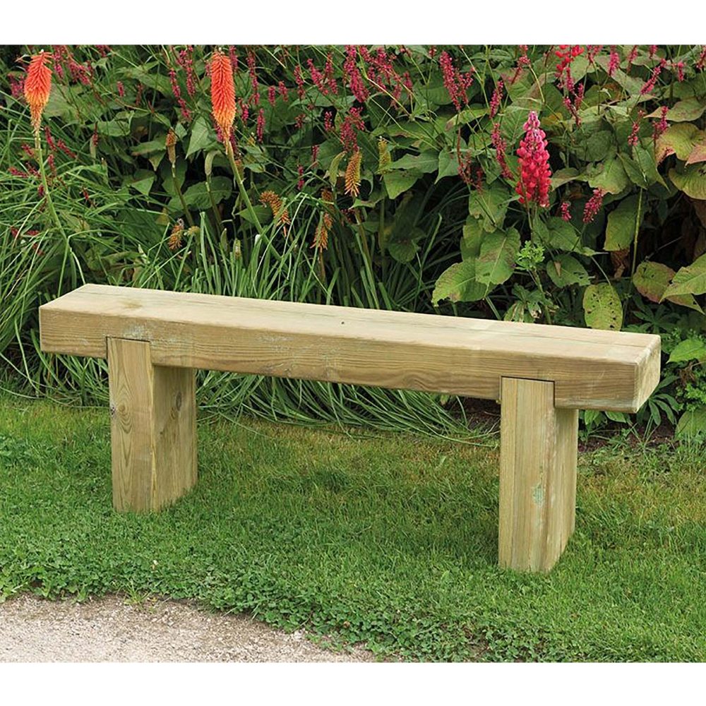 Wooden 2 Seater Garden Bench 1.2m - Outdoor Sleeper Seat