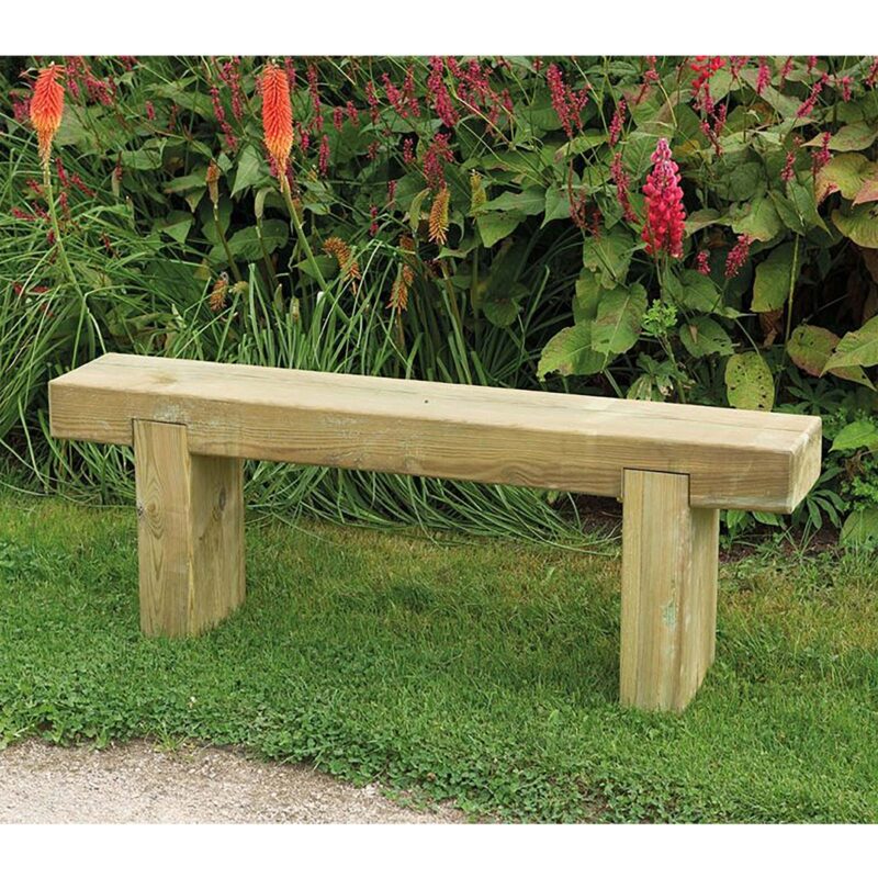 Wooden 2 Seater Garden Bench 1.2m - Outdoor Sleeper Seat