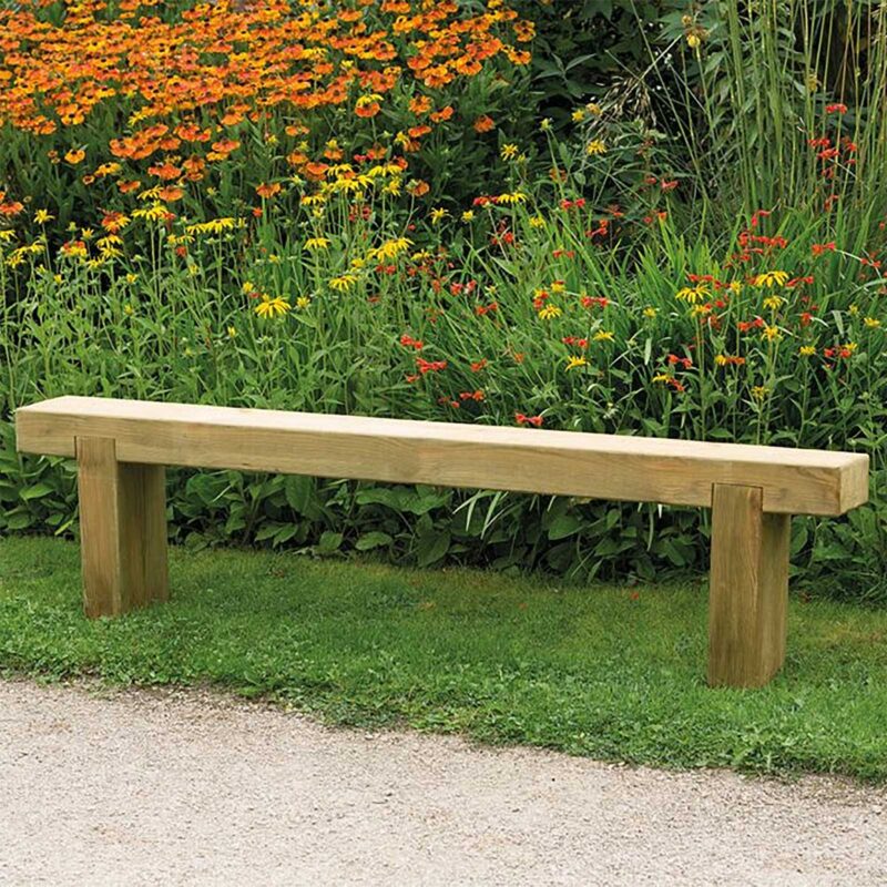 1.8m (6ft) Wooden Garden Sleeper Bench Outdoor Patio Seat - Pressure Treated