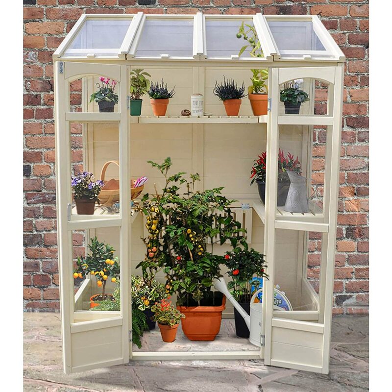 Victorian 5ft x 2ft Tall Wall Greenhouse, Pressure Treated Garden Planter - Optional Auto Vent