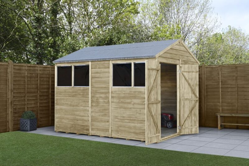 Forest 10 x 6 4Life Overlap Apex Garden Shed, Double Door