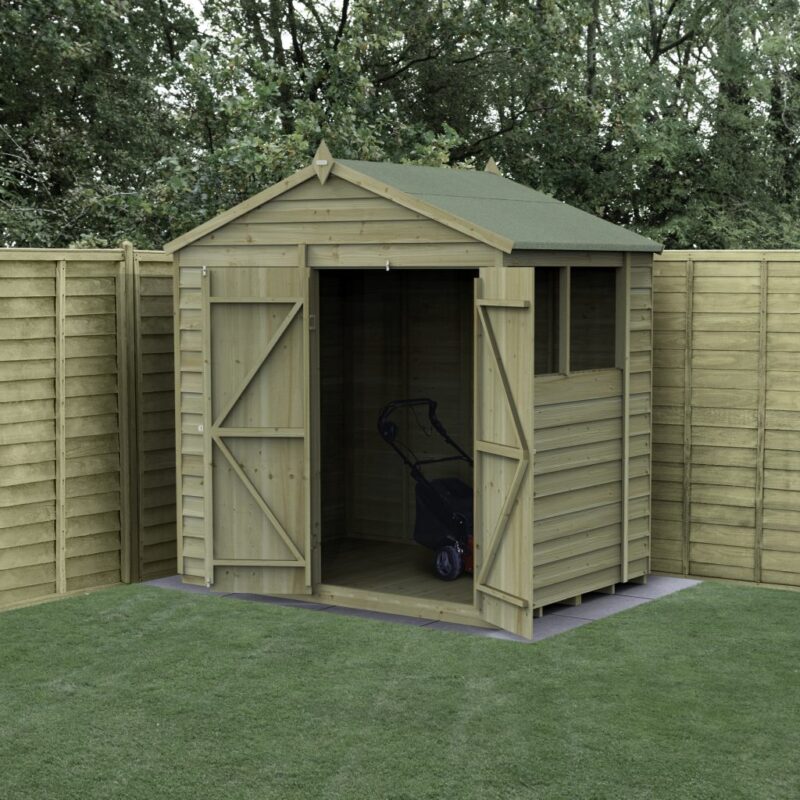 Forest 7 x 5 4Life Overlap Apex Garden Shed, Double Door