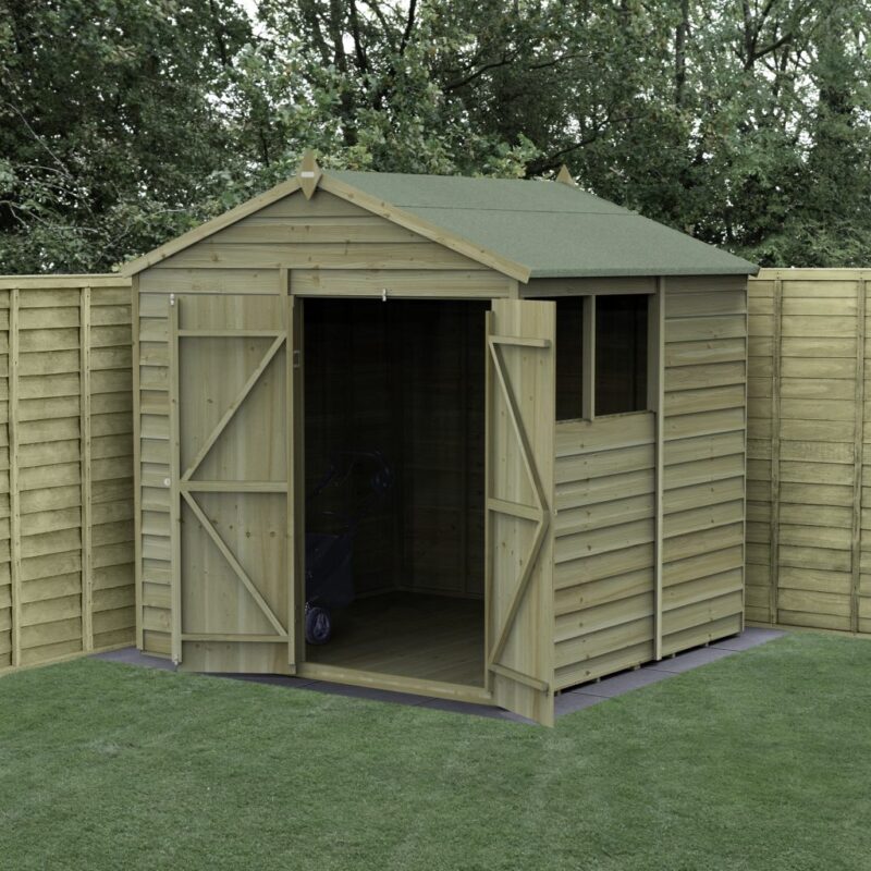 Forest 7 x 7 4Life Overlap Apex Garden Shed, Double Door