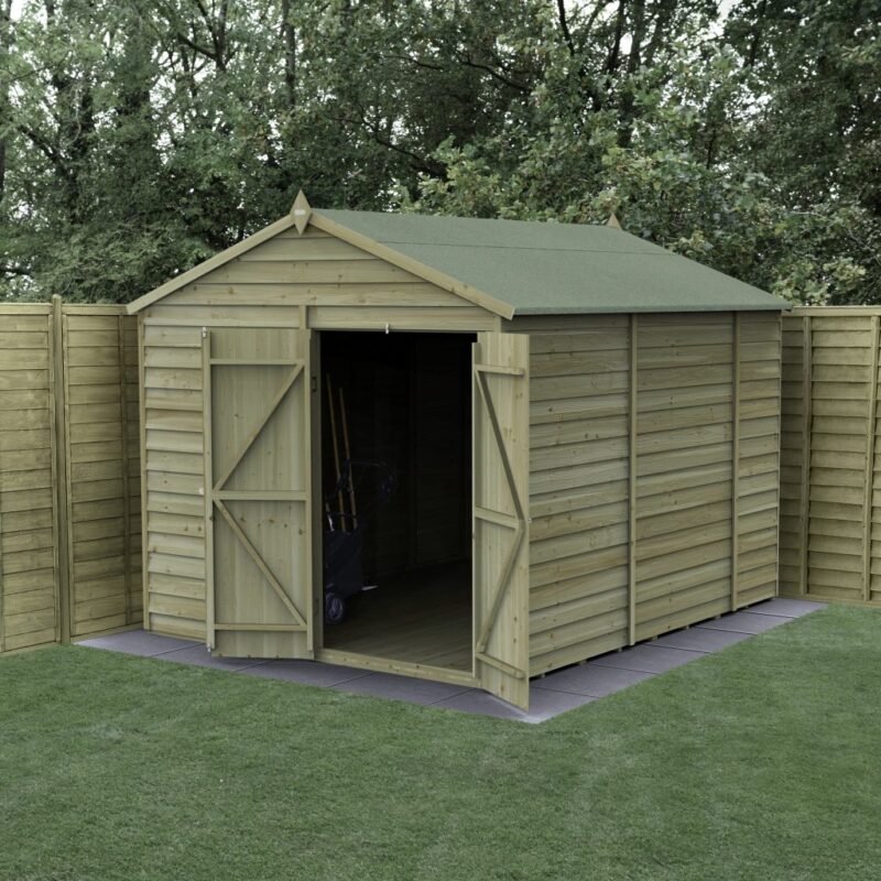 Forest 10 x 8 4Life Overlap Apex Garden Shed No Window, Double Door