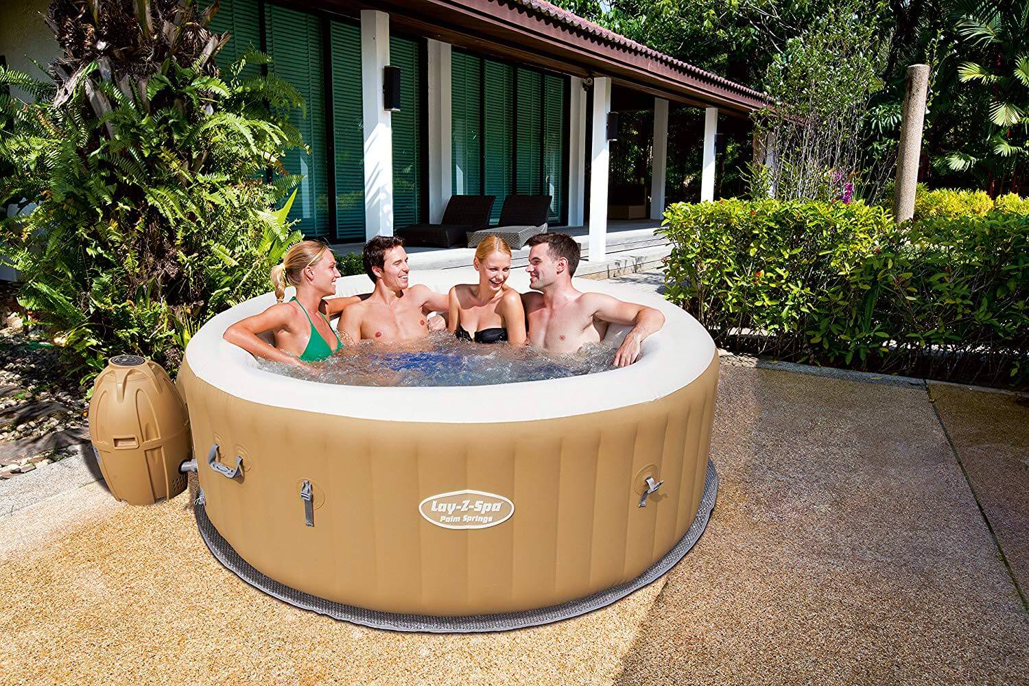 Lay-Z-Spa Tub - Person Buildings Hot Jet Air 4-6 Springs Palm Garden Inflatable Bestway Pure