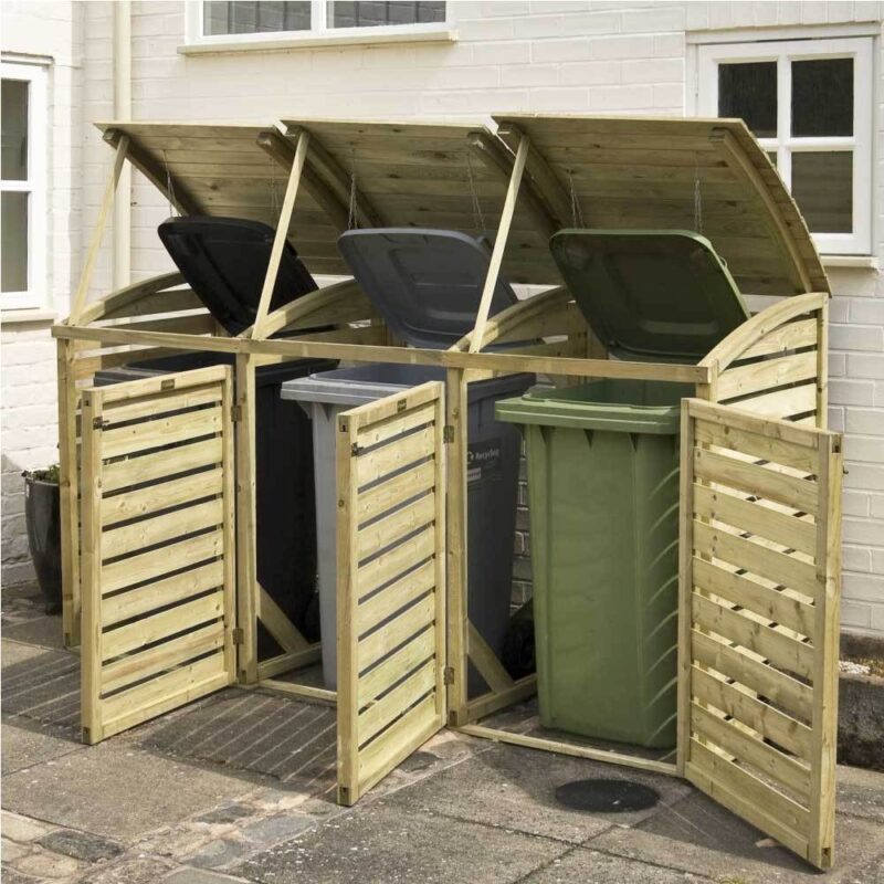 Triple Wheelie Bin Store Natural Timber Pressure Treated