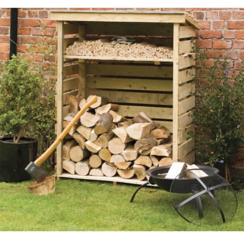Small Log Store With Kindling Shelf