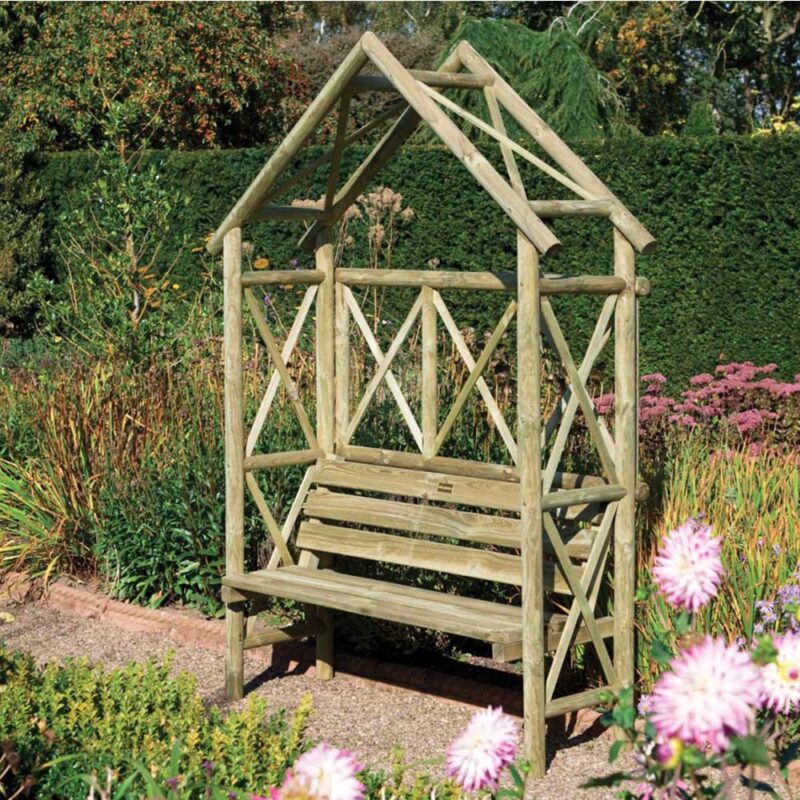 Wooden Pressure Treated Rustic Seat Garden Arbour