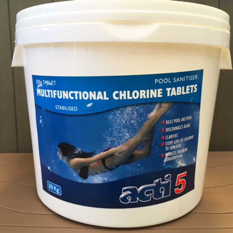 Acti 10kg 200g Multifunction Chlorine Tablets for Swimming Pools