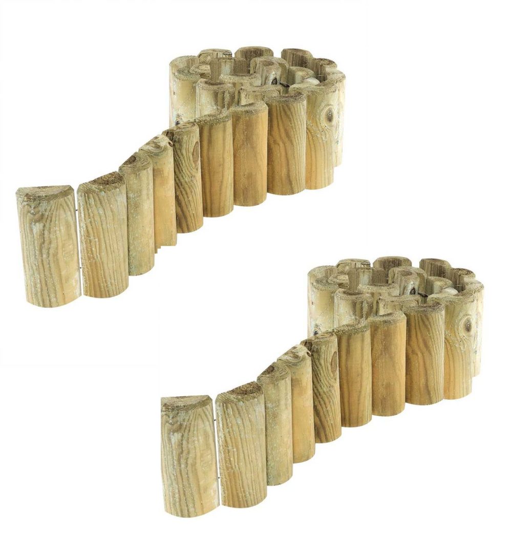 Wooden 6" Garden Edging Border Log Roll 2 pack - Image 3