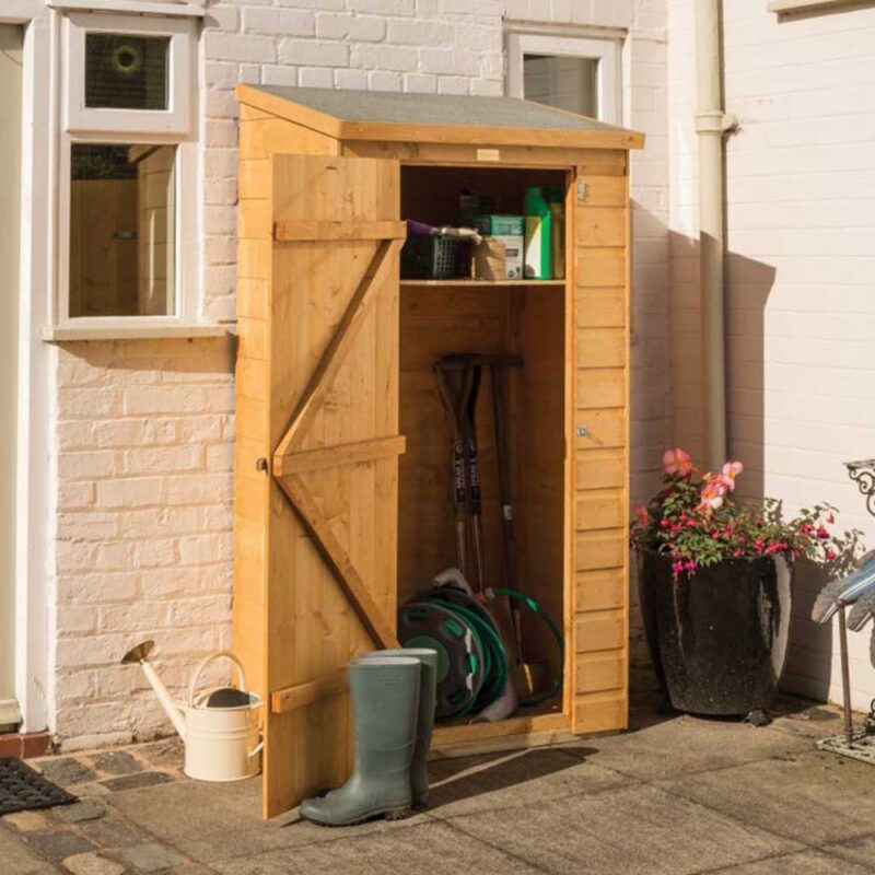 Shiplap Wooden Midi Store With Shelf Lockable Door