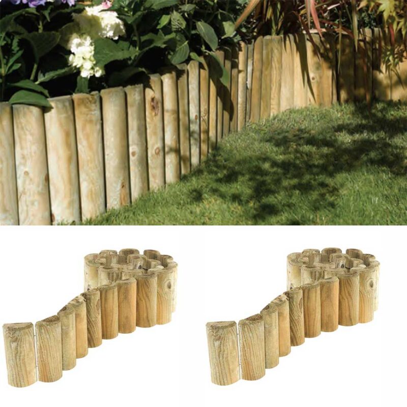 Wooden 12" Garden Edging, Border Roll 2 Pack
