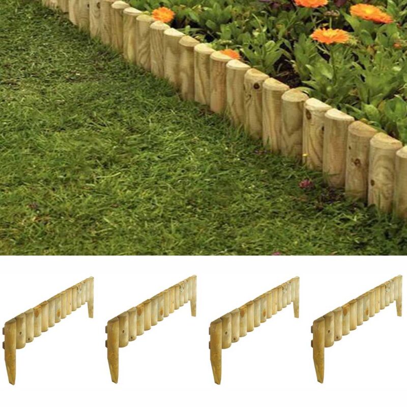 Wooden 9" Garden Border Fence, Edging 4 Pack