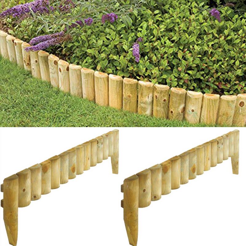 Wooden 12" Garden Border Fence, Edging 2 Pack