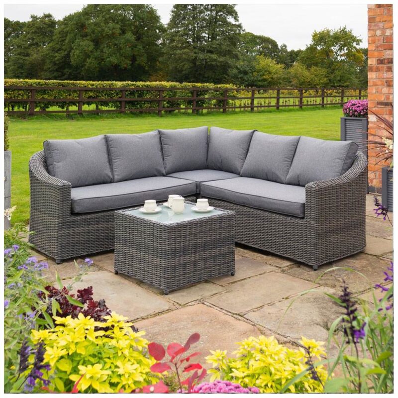 Bunbury Grey Weave Rattan Sofa and Table Set
