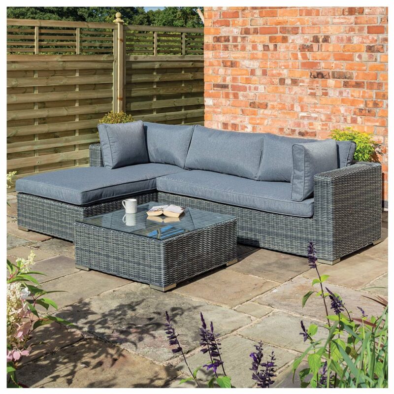 Vienna 7pc Table and Chairs Lounger Set Grey Weave