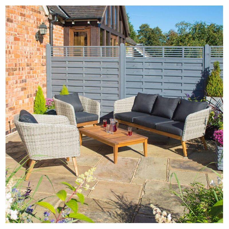 4pc Saigon Rattan Armchairs, Sofa, Table, Garden Coffee Set