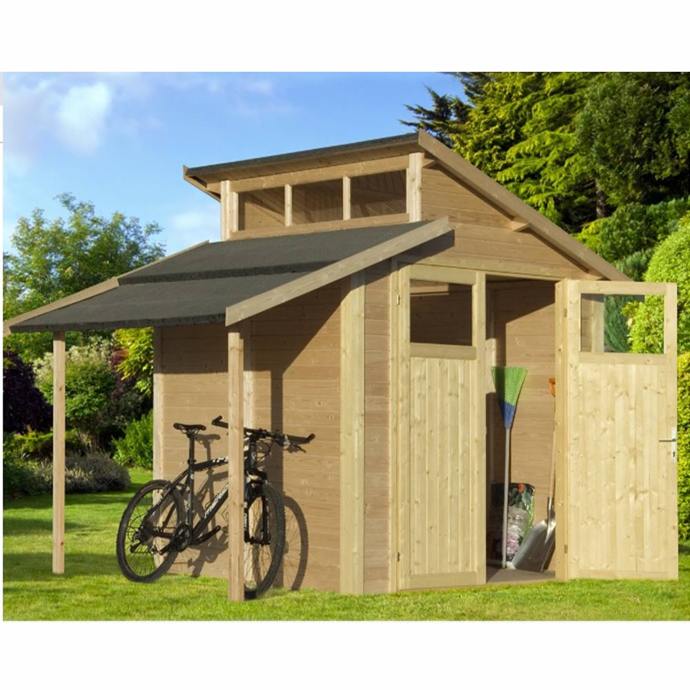 paramount 7x10 wooden skylight garden shed with lean-to