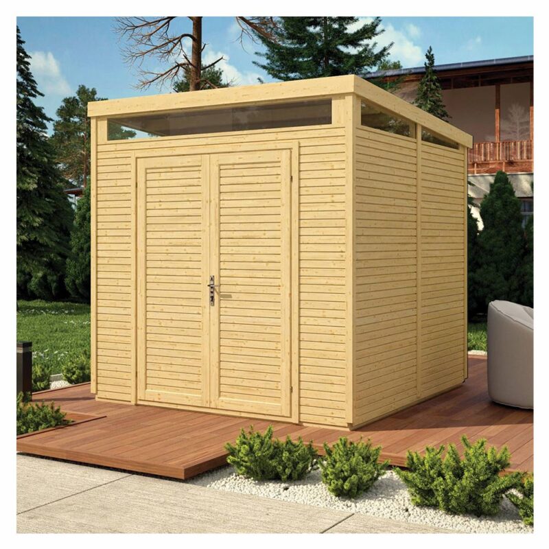 Paramount 8x8 Pent Security Shed Natural Wood